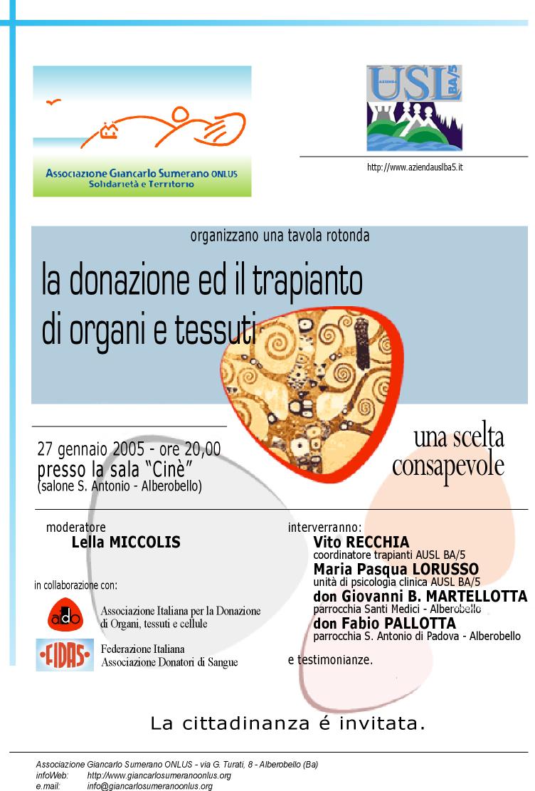 Locandina donazione organi